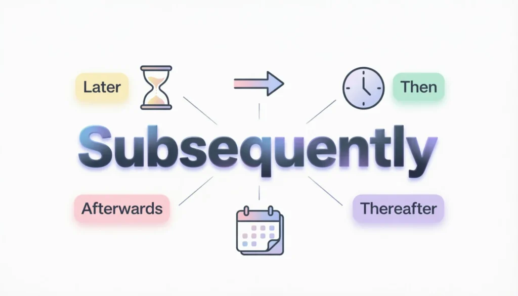 Synonyms of Subsequently