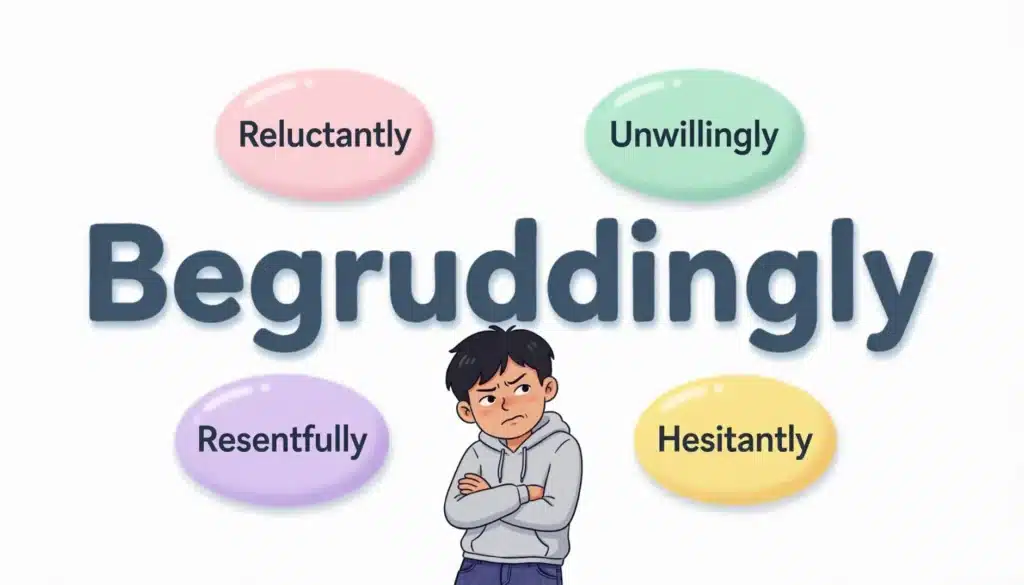 Synonyms of Begrudgingly